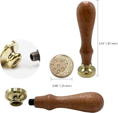 ختم شمع القمر والنجمة المرصعة بالنجوم، رأس نحاسي قابل للإزالة بموضوع عتيق، رائع لأظرف بطاقات دعوات حفلات الزفاف العتيقة، وختم الحروف، وعيد الشكر، وعيد الميلاد in Kuwait