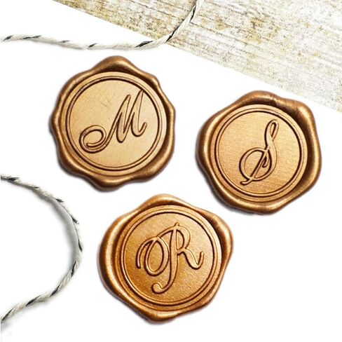 ملصقات ختم الشمع اللاصقة 25 قطعة مصنوعة مسبقًا من الأحرف الأولى من الشمع الذهبي الختم الحقيقي (الأولي T) in Kuwait