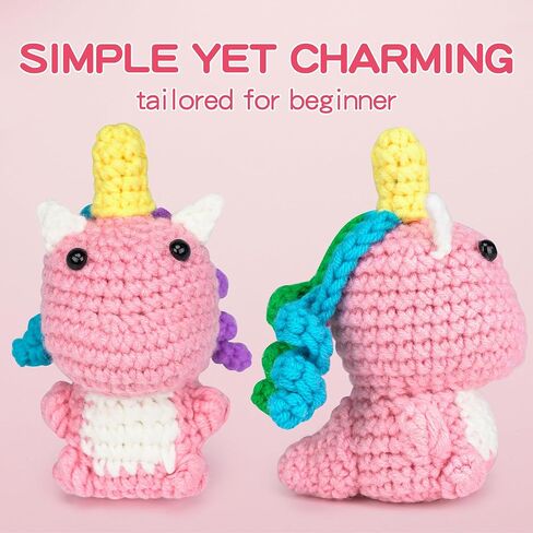 Crochet Kit for Beginners, Crochet Kit with Step-by-Step Video Tutorials - Unicorn, Crochet Animal Kits for Adults Kids, DIY Craft Supplies, (30%+ Yarn) in Kuwait