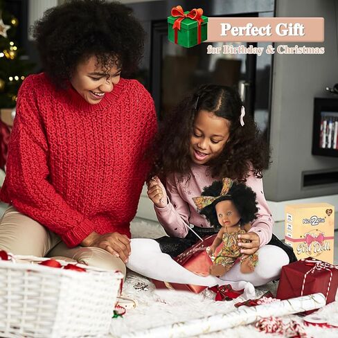 دمية طفل سوداء من Nice2you مقاس 12 بوصة، دمى سوداء أمريكية أفريقية للفتيات من عمر 1 2 3 4 5 سنوات، دمية طفل تولد من جديد واقعية مقاس 12 بوصة مع شعر مجعد للأطفال الصغار من عمر 1 إلى 3 سنوات، لعبة دمية طفل صغيرة كهدية عيد ميلاد in Kuwait