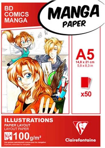 Clairefontaine Manga Illustrations Pad, A4, 100g-Plain, White in Saudi Arabia