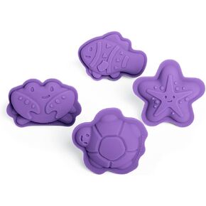 Bigjigs Toys Apricot Orange Silicone Sand Moulds - 4pc Silicone Beach Toys Set, Eco Friendly Beach Toys, Sustainable Sand and Water Toys, Sand Toys for Toddlers Age 3-5 Years in Saudi Arabia