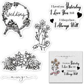 Valentine Love Heart Clear Stamps for Card Making, Valentine's Day Love Words with Sentiment Transparent Silicone Stamps for DIY Scrapbooking Supplies Embossing Paper Card Album Decoration Craft