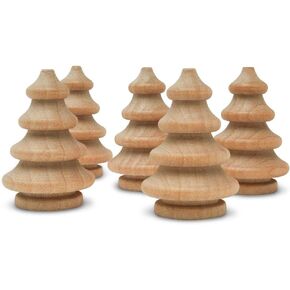 Mini Wooden Christmas Tree 2 inch, Pack of 10 Unfinished Wood Miniature Trees for Christmas Crafts, Peg People, Nature Table, and Small World Play, by Woodpeckers