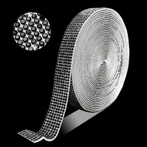 Self Adhesive AB Crystal Rhinestone Ribbon Strips,Diamond Ribbon Bling Gemstone Rhinestone Sticker for Craft with 2 mm Rhinestone for DIY Crafts (7 Rows of 6 Yards, AB)