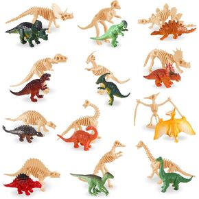 UPINS 24 pcs Mini Dinosaur Figures and Dinosaur Fossil Plastic Skeletons in Saudi Arabia