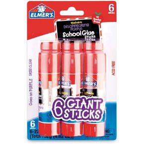 Elmer's Washable Disappearing Purple School Glue, 6 Giant Sticks (Pack of 1) in Kuwait