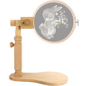 كيو وورك حامل تطريز من خشب الزان، حامل دوار قابل للتعديل للغرز المتقاطعة، حامل اطار تطريز بدون استخدام اليدين لمشاريع الخياطة الفنية in Kuwait