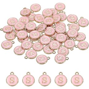 MECCANIXITY Alphabet Letter Charm Double Sided Alphabet Pendant, for Necklace Bracelet Earring
