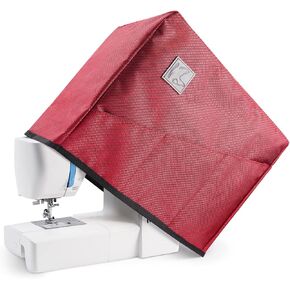 غطاء ماكينة الخياطة مع 4 جيوب تخزين، غطاء غبار لالة الخياطة عالمي لمعظم ماكينات سينجر اند براذر وبيرنينا القياسية (احمر), أحمر, ألوان زاهية in Kuwait