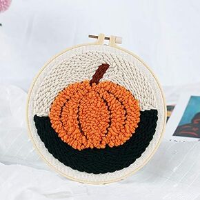 Punch Needle Embroidery kit DIY Pumpkin Cross Stitch Hoop Craft Kits Handcraft Embroidery (XMD-PD-65) in Saudi Arabia