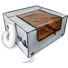 غطاء دخان نقش بالليزر مع فتحة تهوية، مقاوم للحريق، واقي للعين، مقاس 25 * 25 * 13 بوصة، يزيل هواء الدخان ذو الرائحة الكريهة. لآلات القطع بالليزر ذات الحجم المشترك. in Kuwait