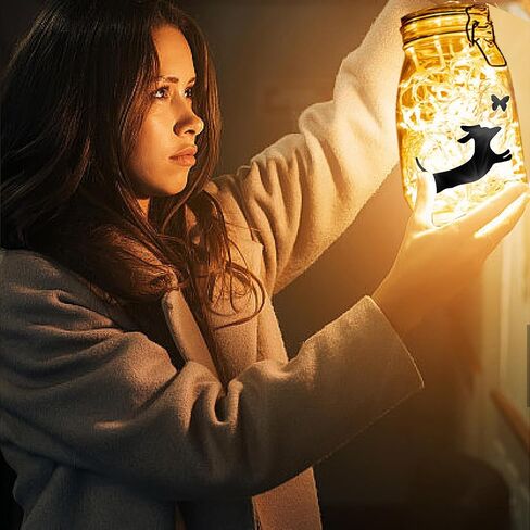 CREATCABIN 24 قطعة من الصور الظلية لعيد الميلاد، جرة ميسون، ديكور فانوس بالليزر، زينة قصاصات بلاستيكية لتزيين الجرار والنوافذ الزجاجية للسيارة، هدايا يدوية الصنع باللون الأسود 3.9 × 3.5 بوصة in Kuwait
