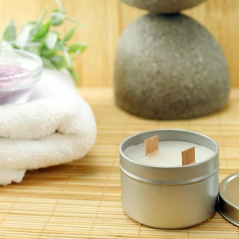 علب شمع صغيرة بوزن 118 جم (12 عبوة)؛ حاويات تخزين معدنية مع أغطية سهلة الارتداء لصناعة الشمع، هدايا الحفلات، التوابل والهدايا، والمرطبات والجل in Kuwait