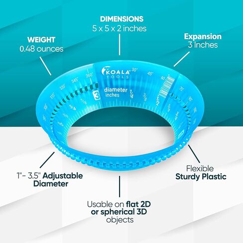 أدوات الكوالا | Ring Ruler 360 - أداة استنسل وقوالب دائرية | 3 "- 6" قطر قابل للتعديل - أداة هندسية لرسم الدوائر in Kuwait