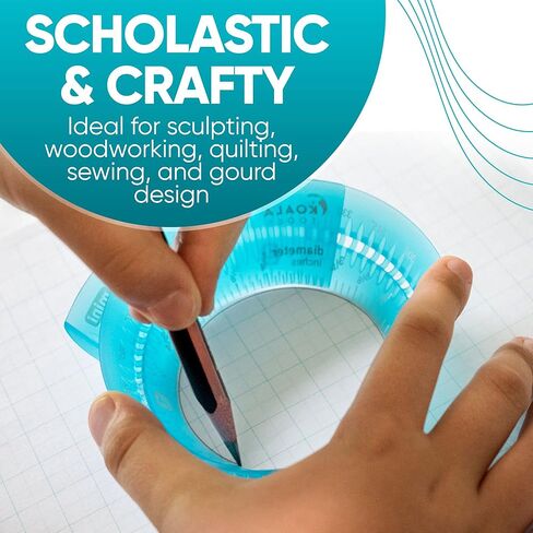 أدوات الكوالا | Ring Ruler 360 - أداة استنسل وقوالب دائرية | 3 "- 6" قطر قابل للتعديل - أداة هندسية لرسم الدوائر in Kuwait