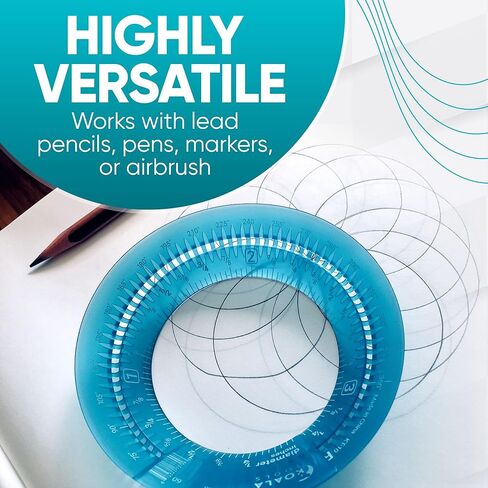 أدوات الكوالا | Ring Ruler 360 - أداة استنسل وقوالب دائرية | 3 "- 6" قطر قابل للتعديل - أداة هندسية لرسم الدوائر in Kuwait