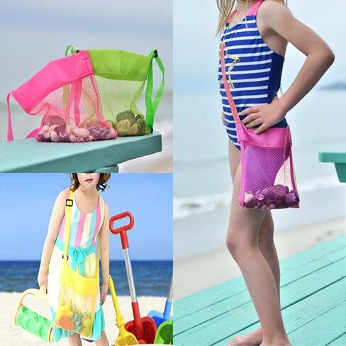 شنطة حمل شبكية ملونة للشاطئ من ليكوكو، شنطة تبريد محمولة وقابلة للطي مع احزمة حمل قابلة للتعديل، اصفر واحمر وردي وارجواني واخضر، 5 حقائب شاطئ in Kuwait