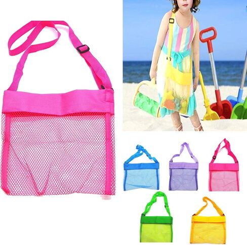 شنطة حمل شبكية ملونة للشاطئ من ليكوكو، شنطة تبريد محمولة وقابلة للطي مع احزمة حمل قابلة للتعديل، اصفر واحمر وردي وارجواني واخضر، 5 حقائب شاطئ in Kuwait