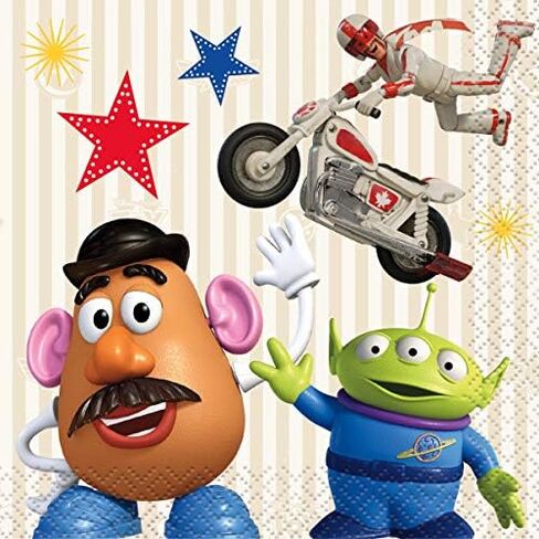 Toy Story Birthday Party Supplies Bundle Pack includes 48 Beverage Cake Paper Napkins and 1 Esave Dinosaur Sticker Sheet in Saudi Arabia
