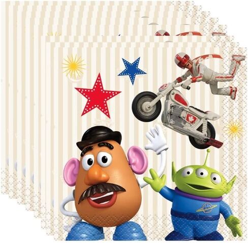 Toy Story Birthday Party Supplies Bundle Pack includes 48 Beverage Cake Paper Napkins and 1 Esave Dinosaur Sticker Sheet in Saudi Arabia
