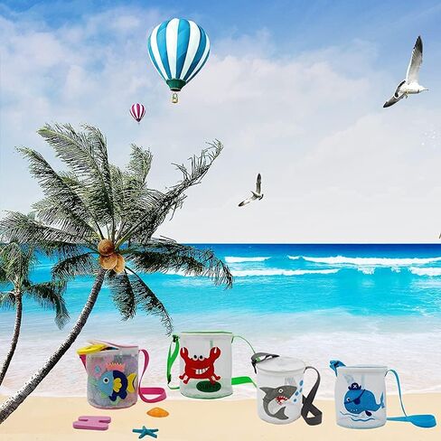 SENGEE Beach Toy Storage Bag Cute Cartoon Pattern Shell Mesh Drum, Shell Bag, Kids Sandbox, Net Bag,Shelling Tools for Beach for Kids, Shark Patter in Saudi Arabia