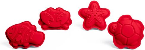 Bigjigs Toys Apricot Orange Silicone Sand Moulds - 4pc Silicone Beach Toys Set, Eco Friendly Beach Toys, Sustainable Sand and Water Toys, Sand Toys for Toddlers Age 3-5 Years in Kuwait