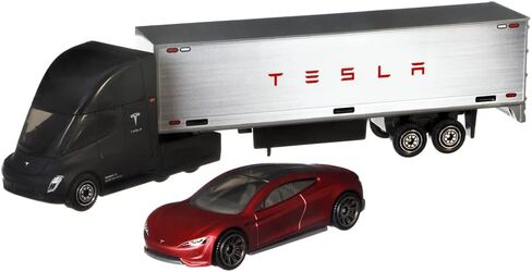 Matchbox Convoys Collectible Cars Die-cast Series - Inspired by Tesla Semi & Box Trailer and 2020 Roadster Gray, Red in Saudi Arabia