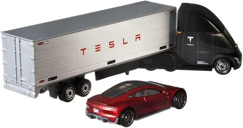 Matchbox Convoys Collectible Cars Die-cast Series - Inspired by Tesla Semi & Box Trailer and 2020 Roadster Gray, Red in Saudi Arabia