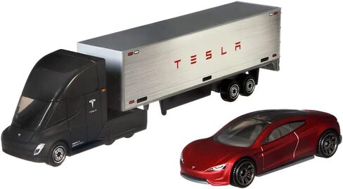 Matchbox Convoys Collectible Cars Die-cast Series - Inspired by Tesla Semi & Box Trailer and 2020 Roadster Gray, Red in Saudi Arabia