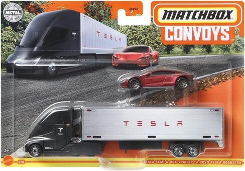 Matchbox Convoys Collectible Cars Die-cast Series - Inspired by Tesla Semi & Box Trailer and 2020 Roadster Gray, Red in Saudi Arabia