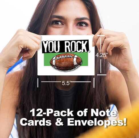 Play Strong Football You Rock Note Cards 12-Pack (4.25"x5.5") Illustrated Sports Powercards Thank You Note Card Set Perfect for Football Players, Coaches, Fans and Fanatics - They'll Love 'Em! in Saudi Arabia