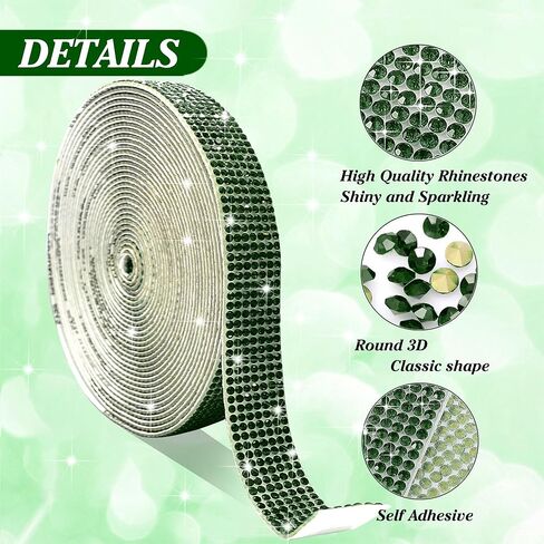 Self Adhesive AB Crystal Rhinestone Ribbon Strips,Diamond Ribbon Bling Gemstone Rhinestone Sticker for Craft with 2 mm Rhinestone for DIY Crafts (7 Rows of 6 Yards, AB) in Kuwait