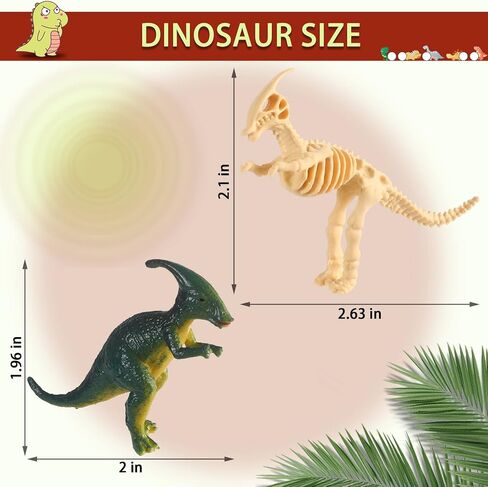 UPINS 24 pcs Mini Dinosaur Figures and Dinosaur Fossil Plastic Skeletons in Kuwait