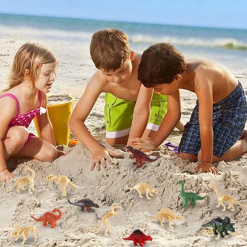 UPINS 24 pcs Mini Dinosaur Figures and Dinosaur Fossil Plastic Skeletons in Kuwait