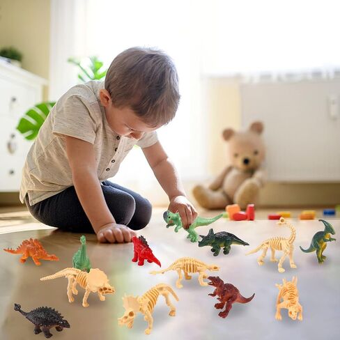 UPINS 24 pcs Mini Dinosaur Figures and Dinosaur Fossil Plastic Skeletons in Kuwait