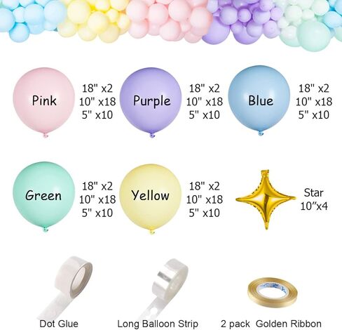 بالونات باستيل لاتكس 185 قطعة متنوعة من بالونات ماكارون مجموعة اكليل لحفلات استقبال المولود وحفلات الزفاف واعياد الميلاد in Kuwait