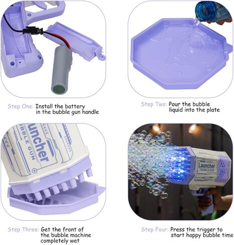 مسدس فقاعات بازوكا، 69 مسدس فقاعات مع أضواء LED ملونة، آلة فقاعات بازوكا، ألعاب خارجية للأطفال، حل فقاعات in Kuwait