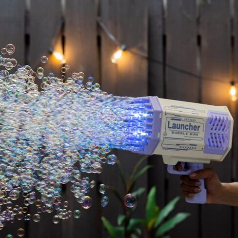 مسدس فقاعات بازوكا، 69 مسدس فقاعات مع أضواء LED ملونة، آلة فقاعات بازوكا، ألعاب خارجية للأطفال، حل فقاعات in Kuwait
