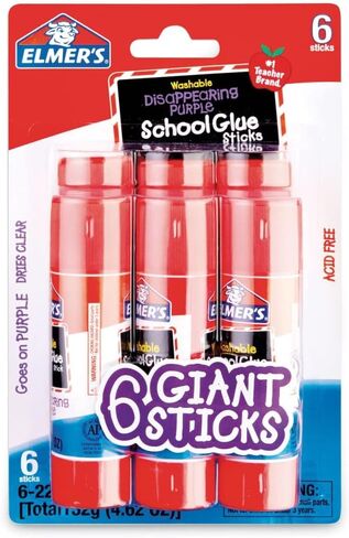 Elmer's Washable Disappearing Purple School Glue, 6 Giant Sticks (Pack of 1) in Saudi Arabia
