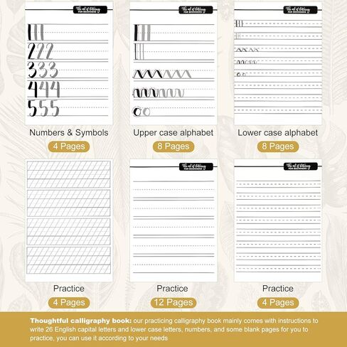 Chinco 9 Pieces Calligraphy Set for Beginners learn Caligraphy Kits, Including 8 Pieces Calligraphy Brush Pens Hand Lettering Pens and Lettering Workbook Calligraphy Book for Teen Kid Adult in Saudi Arabia