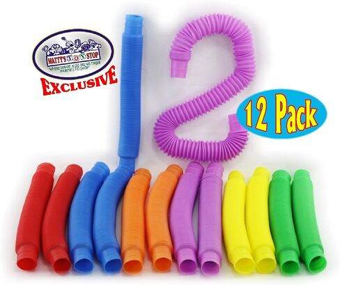 Matty's Toy Stop Pull 'N Pop Multi-Color Tubes (Toobs) with Storage Bag - 12 Pack in Saudi Arabia