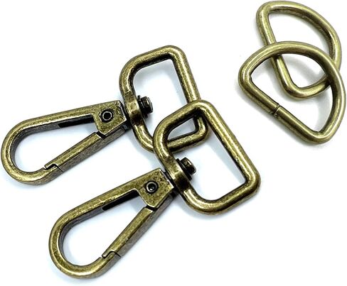 20 Pcs Square Ring Lobster Clasp Claw Swivel with D Rings for Strap Push Gate Lobster Clasps Hooks Swivel Snap Fashion Clips (Antique Brass 1 inch) in Saudi Arabia