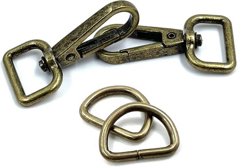 20 Pcs Square Ring Lobster Clasp Claw Swivel with D Rings for Strap Push Gate Lobster Clasps Hooks Swivel Snap Fashion Clips (Antique Brass 1 inch) in Saudi Arabia