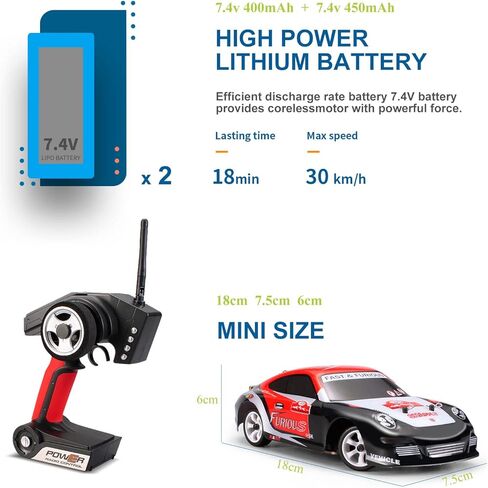 سيارة دريفت بجهاز تحكم عن بعد بمقياس 1/28 من دبليو ال تويز K969 بتردد 2.4 جيجاهرتز ودفع رباعي 30 كم/ساعة، سيارة سباق رياضية بجهاز تحكم عن بعد مع بطاريتين هدايا للبالغين والاولاد (ار تي ار) in Kuwait