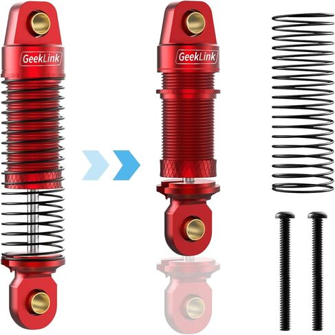 GeekLink 50 مم ممتص الصدمات قابل للتعديل لأجزاء ترقية TRX4M 1/18 RC الزاحف، ألومنيوم أحمر 4 قطع in Kuwait