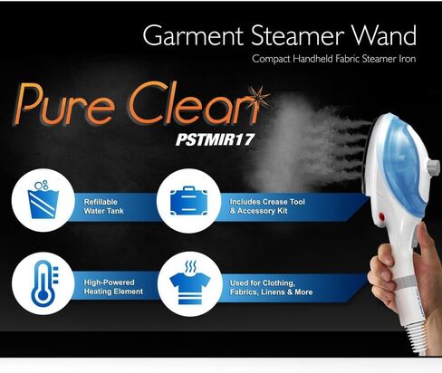 Pyle Electric Handheld Garment Steamer Wand - Travel Size Compact Mini Professional Handheld Clothes Fabric Clothing Steam Iron W/ Cloth Brush Crease Dual Tool Accessories, Base Stand Rack PSTMIR17 in Saudi Arabia