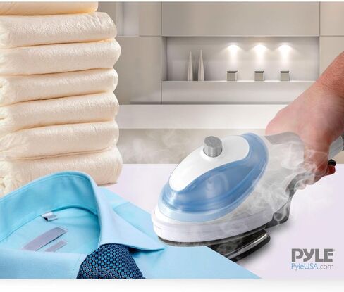 Pyle Electric Handheld Garment Steamer Wand - Travel Size Compact Mini Professional Handheld Clothes Fabric Clothing Steam Iron W/ Cloth Brush Crease Dual Tool Accessories, Base Stand Rack PSTMIR17 in Saudi Arabia