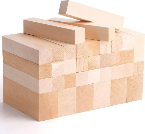 Tosnail 36 Pieces Basswood Carving Blocks, Wood Blocks, Unfinished Wooden Blocks for Beginner to Expert Carvers, Wood Whittling, Carving and Crafting in Saudi Arabia