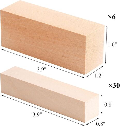 Tosnail 36 Pieces Basswood Carving Blocks, Wood Blocks, Unfinished Wooden Blocks for Beginner to Expert Carvers, Wood Whittling, Carving and Crafting in Saudi Arabia